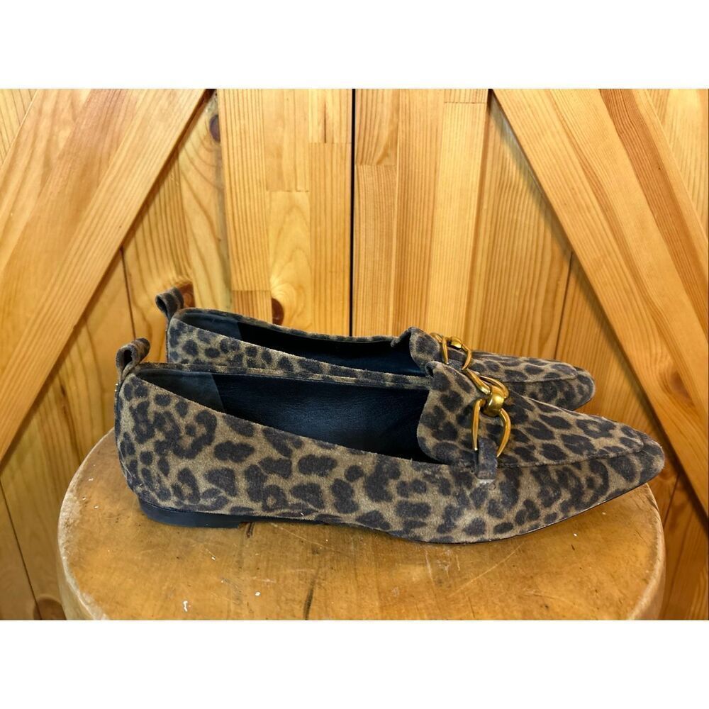 Veronica Beard Champlain Suede Chain Leopard Loafers Size 8M
